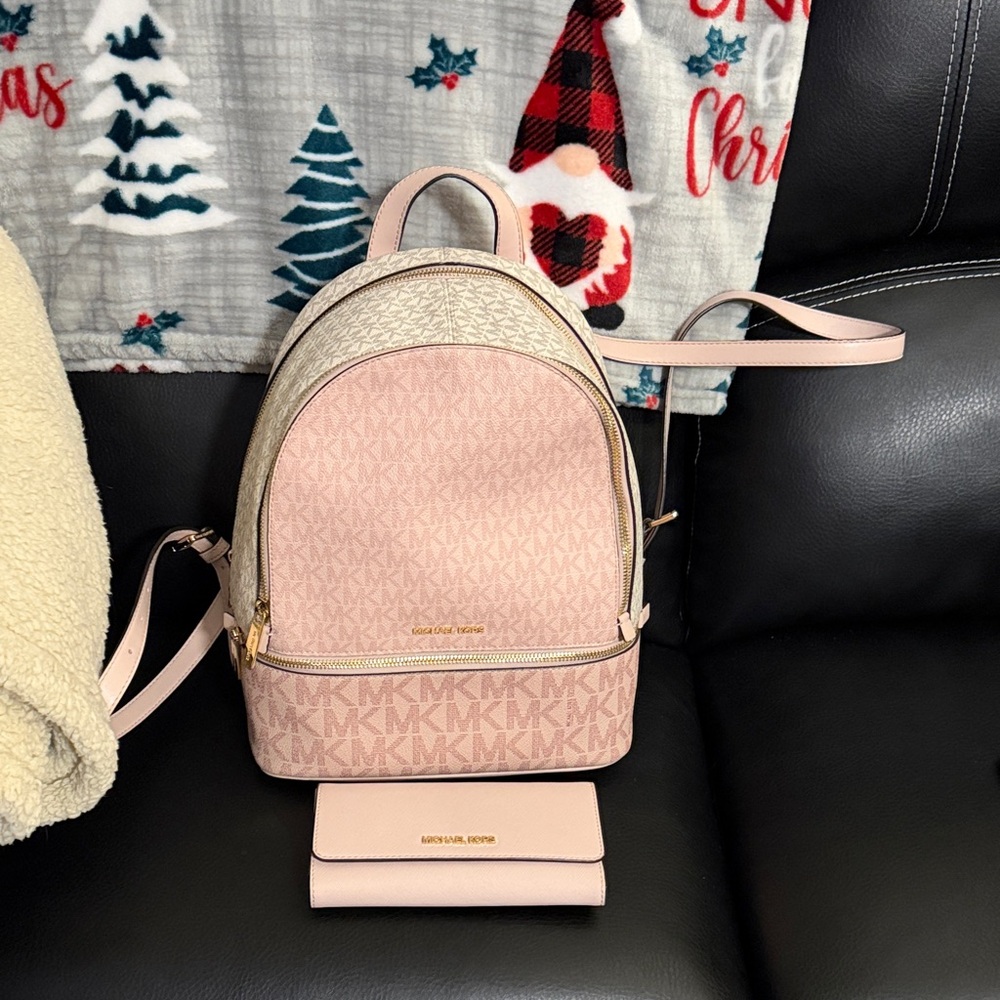 Michael Kors Blush and Beige Backpack